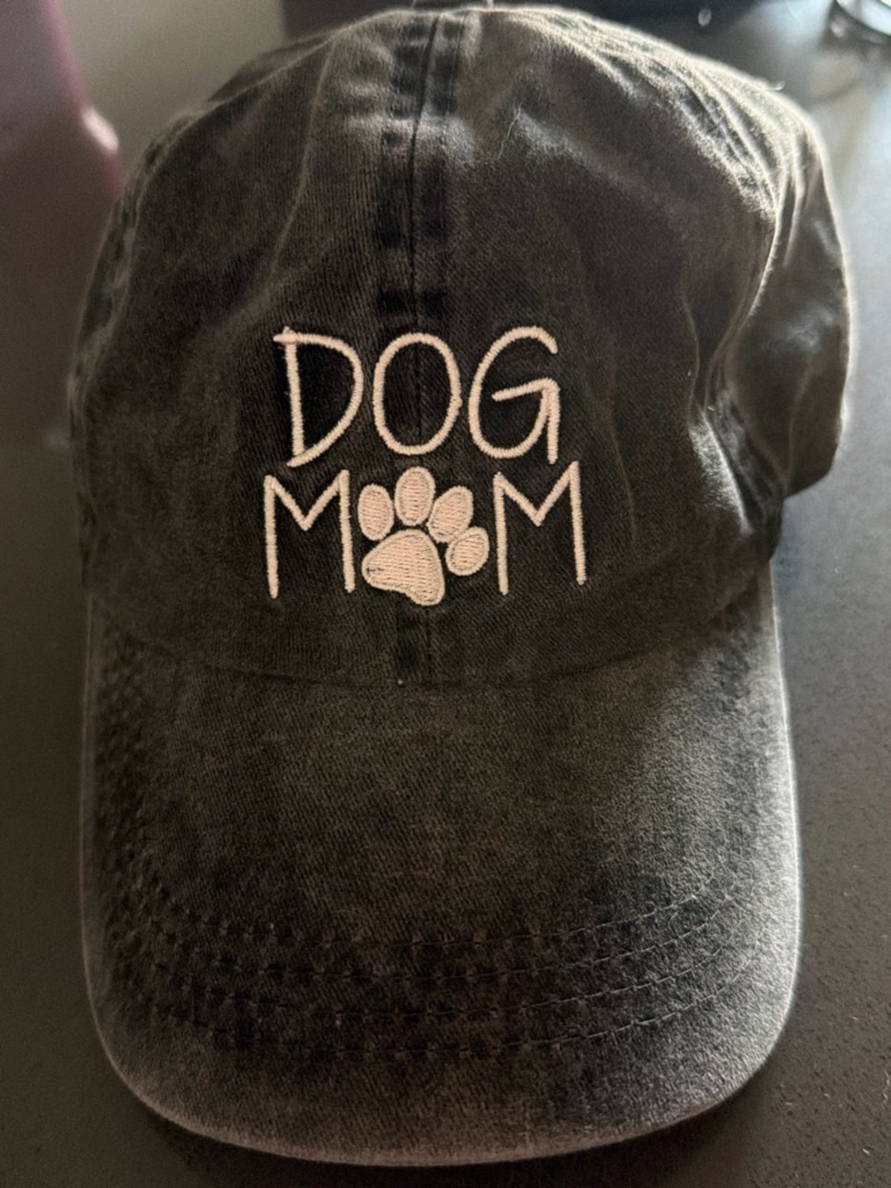 Dog Mom Embroidered Cap - Black